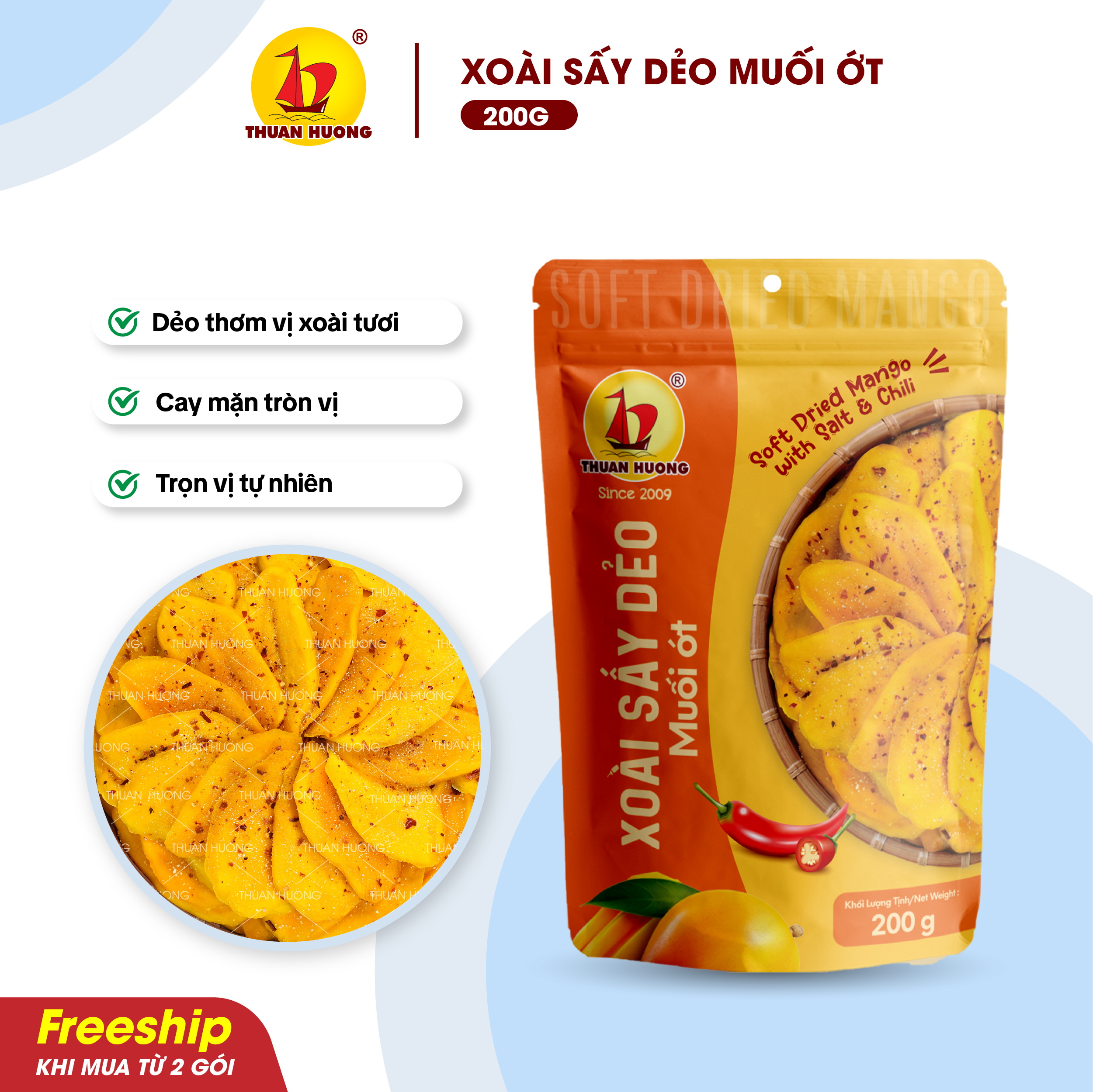 Xoài Sấy Dẻo Muối Ớt 200g