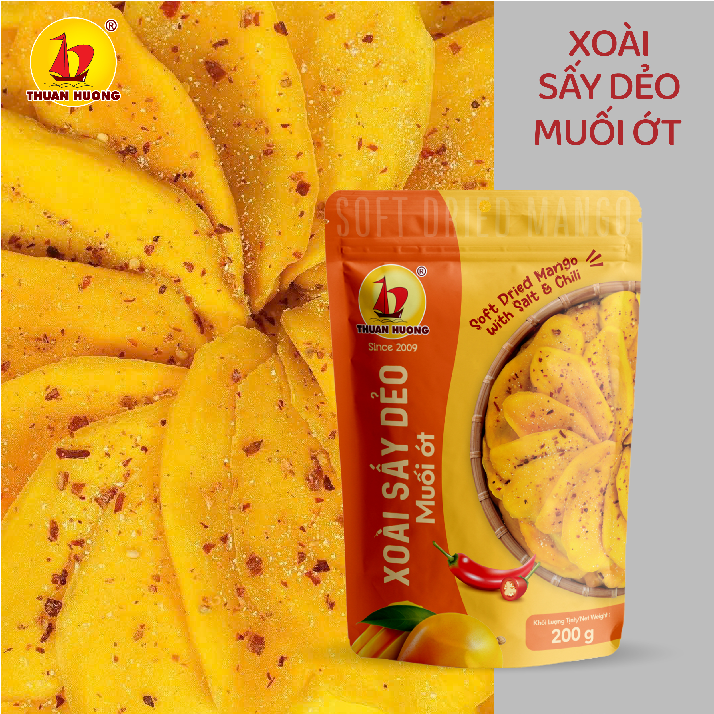 Xoài Sấy Dẻo Muối Ớt 200g