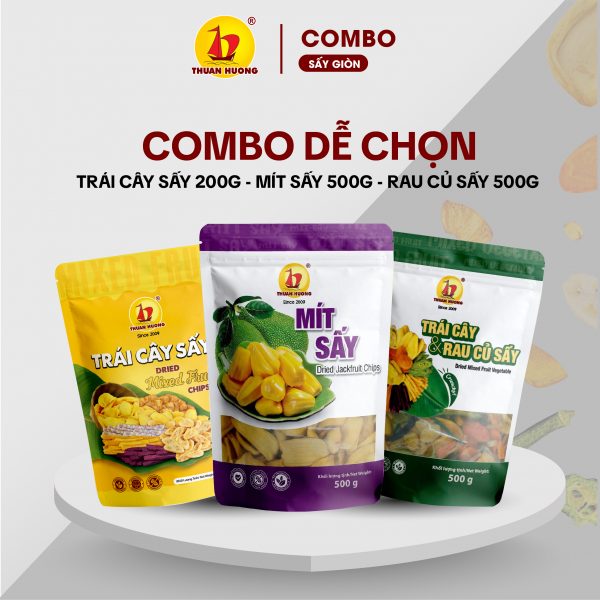 Combo Mít sấy, Trái cây sấy, Rau củ sấy