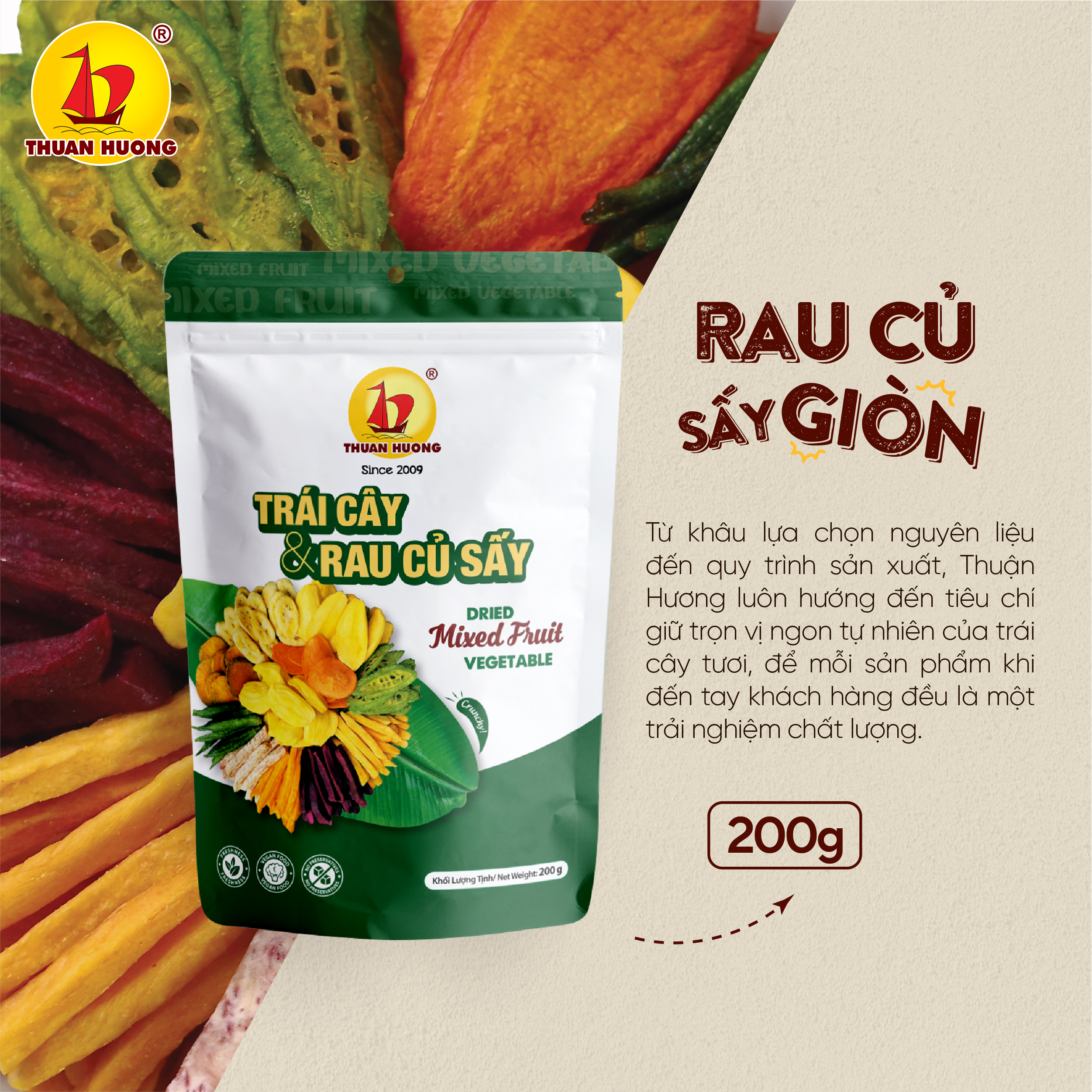 Rau Củ Sấy Không Đường 200g - Ảnh 2