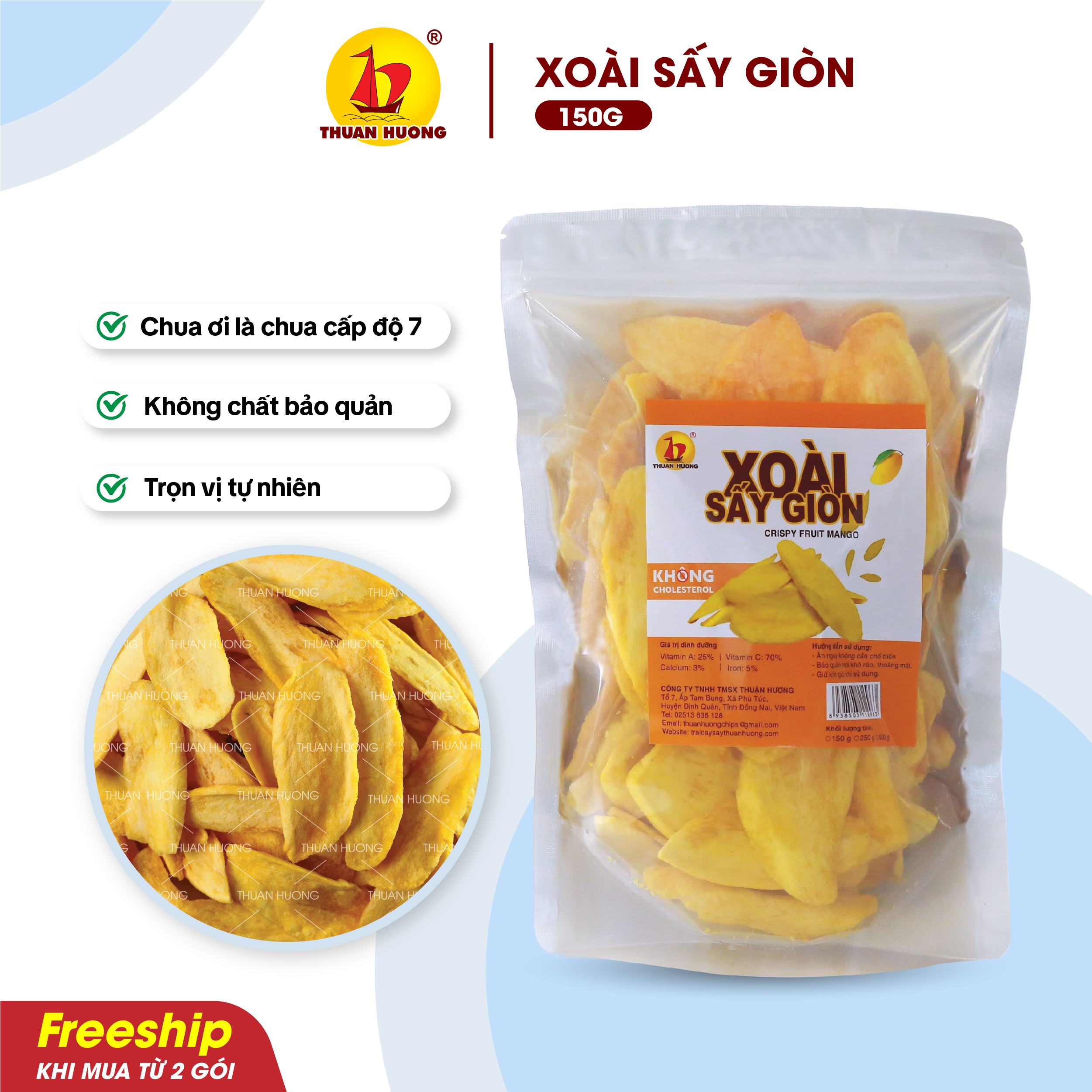 Xoài Sấy Giòn Không Đường 150G